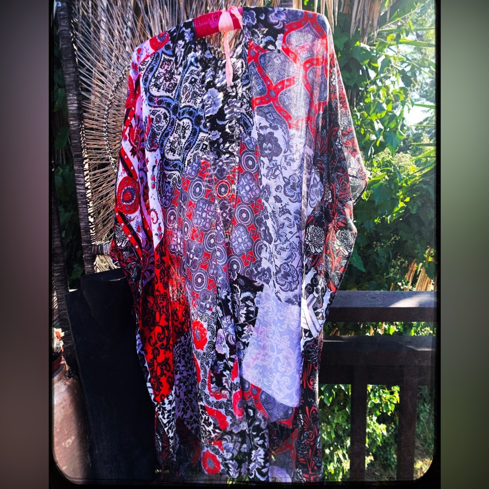 Multi color patchwork Kimono black/gray
